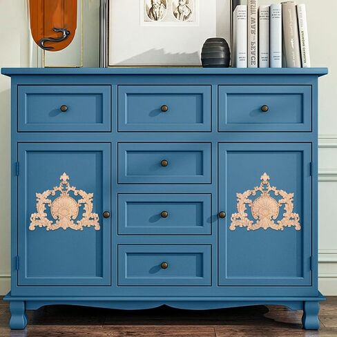 MUXSAM Wood Appliques Onlays Wooden Carved Decal Center Decor, 1Pc Unpainted Decorative Carving for Door Wall Cabinet Dresser Bed Bench Chair Sofa DIY Furniture Projects, 23x20cm/9.06"x7.87" in Kuwait