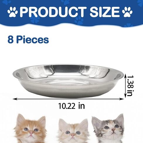 kathson Stainless Steel Whisker Relief Cat Bowl, 4 pcs Shallow and Wide Bowls, Pet Cat & Dog Feeding Large Dishes Fits with Elevated Stands Pet Bowl Stand (7.00 Inch Dia.) in Saudi Arabia