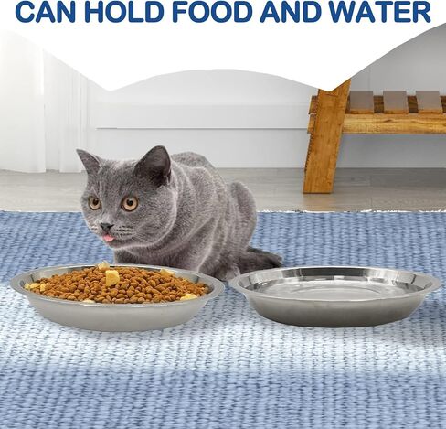 kathson Stainless Steel Whisker Relief Cat Bowl, 4 pcs Shallow and Wide Bowls, Pet Cat & Dog Feeding Large Dishes Fits with Elevated Stands Pet Bowl Stand (7.00 Inch Dia.) in Saudi Arabia