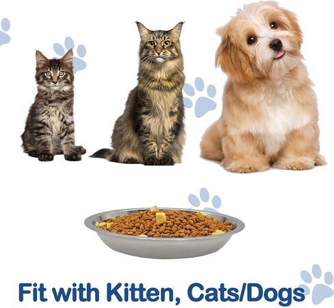 kathson Stainless Steel Whisker Relief Cat Bowl, 4 pcs Shallow and Wide Bowls, Pet Cat & Dog Feeding Large Dishes Fits with Elevated Stands Pet Bowl Stand (7.00 Inch Dia.) in Saudi Arabia