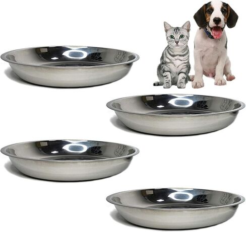 kathson Stainless Steel Whisker Relief Cat Bowl, 4 pcs Shallow and Wide Bowls, Pet Cat & Dog Feeding Large Dishes Fits with Elevated Stands Pet Bowl Stand (7.00 Inch Dia.) in Saudi Arabia