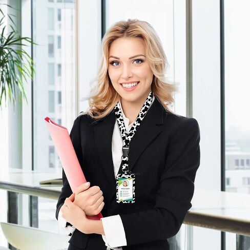 حامل شارة الهوية ، حامل شارة الهوية القابلة للسحب مع حبل الحبل قابل للتعديل + 2 أنماط حامل بطاقة هوية PVC ، أفقي/عمودي ، مقطع شارة اسم السلسلة الرئيسية للنساء هدية المعلم الممرضة ، وطباعة البقرة in Saudi Arabia