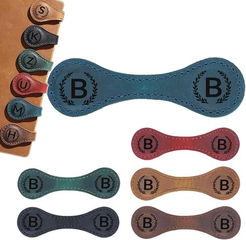 Magnetic Leather Bookmark with 26 Initial for Reading Women,Personalized Magnet Book Marks Gifts for Men,Book Lovers (Blue, B) in Saudi Arabia