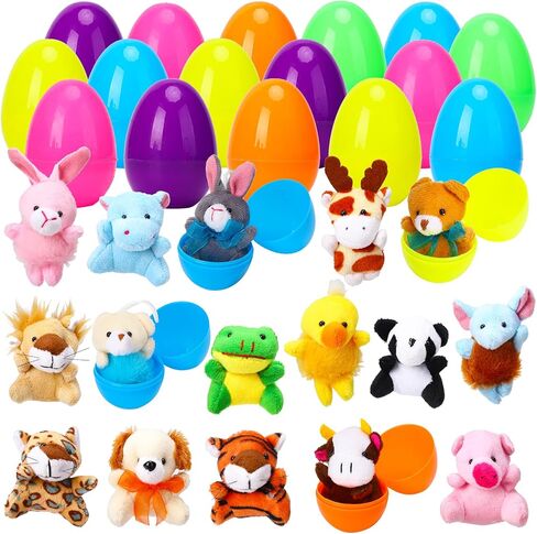 ThinkMax 12 PCS بيض عيد الفصح مليء بلعب الحيوانات الفخمة المصغرة لأحشاد سلة عيد الفصح/الحشو ، وصيد البيض ، وصالح الحفلة in Kuwait