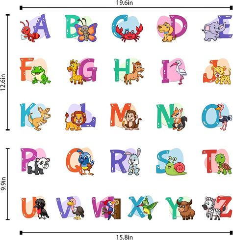 Colorful Alphabet Wall Decals - ABC Wall Stickers for Kindergarten, Playroom, & Baby Nursery - Educational and Fun Kids Room Decor in Saudi Arabia