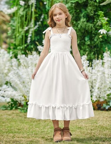 Arshiner Girls Summer Dress Boho Beach Casual Smocked Maxi Dresses in Saudi Arabia
