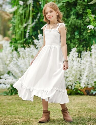 Arshiner Girls Summer Dress Boho Beach Casual Smocked Maxi Dresses in Saudi Arabia