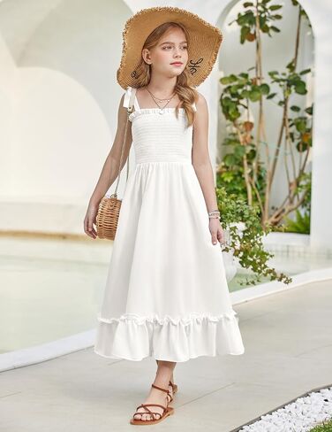 Arshiner Girls Summer Dress Boho Beach Casual Smocked Maxi Dresses in Saudi Arabia