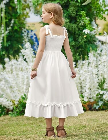 Arshiner Girls Summer Dress Boho Beach Casual Smocked Maxi Dresses in Saudi Arabia