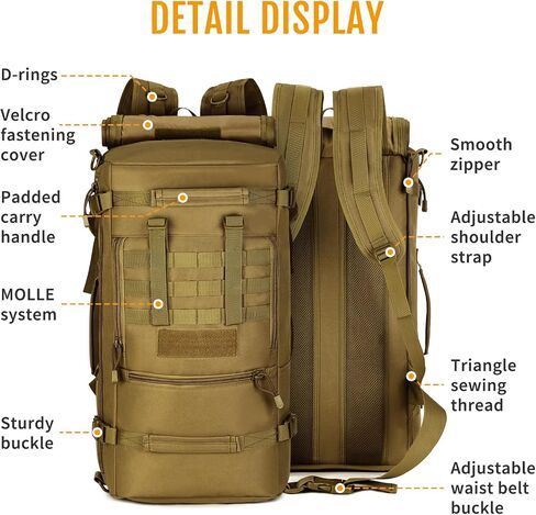 HUNTVP 50L 3 Way Tactical Military MOLLE Assault Backpack Modular WR Bag in Kuwait