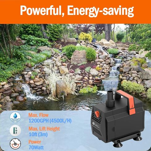 AquaMiracle 880GPH Aquarium Water Pumps (3330L/H, 45W) Fountain Pump Pond Pump Submersible Water Pump with Flow Control for Fountain, Waterfall, Statuary, Filtration, Water feature, Hydroponics in Kuwait