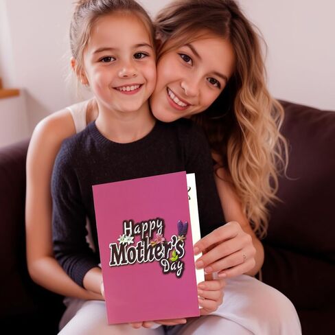 البطاقة المنبثقة في عيد الأم ، بطاقة عيد الأم السعيدة مع زهور حديقة الزهور الزهور الزهور الورود ديزي بيرد ، بطاقة تهنئة أنيقة لزوجة الأم زوجة زوجة الجدة أخت العمة in Kuwait