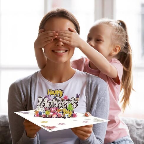 البطاقة المنبثقة في عيد الأم ، بطاقة عيد الأم السعيدة مع زهور حديقة الزهور الزهور الزهور الورود ديزي بيرد ، بطاقة تهنئة أنيقة لزوجة الأم زوجة زوجة الجدة أخت العمة in Kuwait