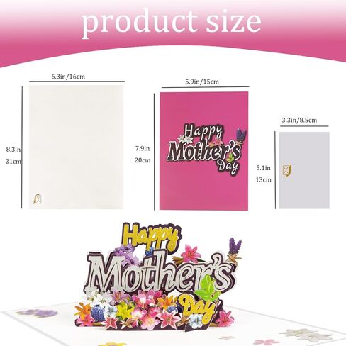 البطاقة المنبثقة في عيد الأم ، بطاقة عيد الأم السعيدة مع زهور حديقة الزهور الزهور الزهور الورود ديزي بيرد ، بطاقة تهنئة أنيقة لزوجة الأم زوجة زوجة الجدة أخت العمة in Kuwait
