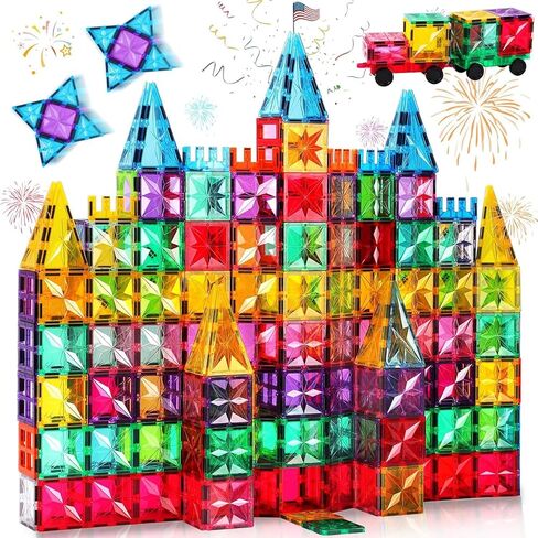 Magnetic Tiles,100PCS Star Magnetic Building Blocks Toy for Ages 3 4 5 6 7 8 9,Magnetic Tiles for Toddlers Gifts,Montessori Toys,STEM Toys Christmas Toy Gift for Kids Boys and Girls in Saudi Arabia