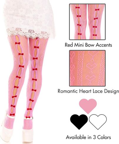 Leg Avenue Womens Sweetheart Striped Net Tights With Keyhole and Mini Bow DetailTights in Saudi Arabia