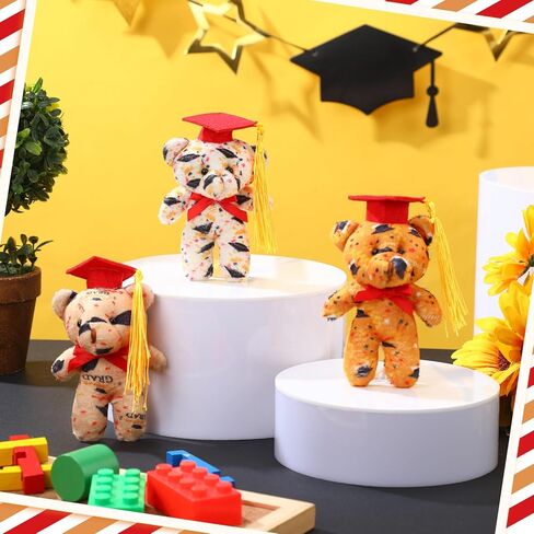 24 Set Mini Graduation Plush Bear with Gift Bag Grad Stuffed Animal Bear with Graduation Hat Class of 2025 Mini Animal for Grad Party Supplies, 4 Inch(Red) in Saudi Arabia