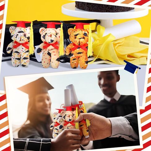 24 Set Mini Graduation Plush Bear with Gift Bag Grad Stuffed Animal Bear with Graduation Hat Class of 2025 Mini Animal for Grad Party Supplies, 4 Inch(Red) in Saudi Arabia