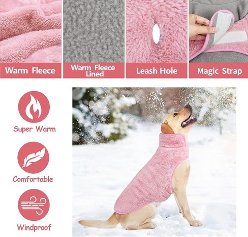 Malier Dog Winter Coat, Reversible Fleece Dog Cold Weather Coats, Windproof Warm Snow Puppy Jacket Vest Pet Clothes for Small Medium Large Dogs (Blue, Large) in Kuwait