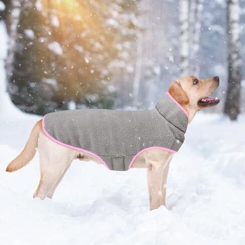 Malier Dog Winter Coat, Reversible Fleece Dog Cold Weather Coats, Windproof Warm Snow Puppy Jacket Vest Pet Clothes for Small Medium Large Dogs (Blue, Large) in Kuwait