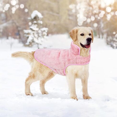 Malier Dog Winter Coat, Reversible Fleece Dog Cold Weather Coats, Windproof Warm Snow Puppy Jacket Vest Pet Clothes for Small Medium Large Dogs (Blue, Large) in Kuwait