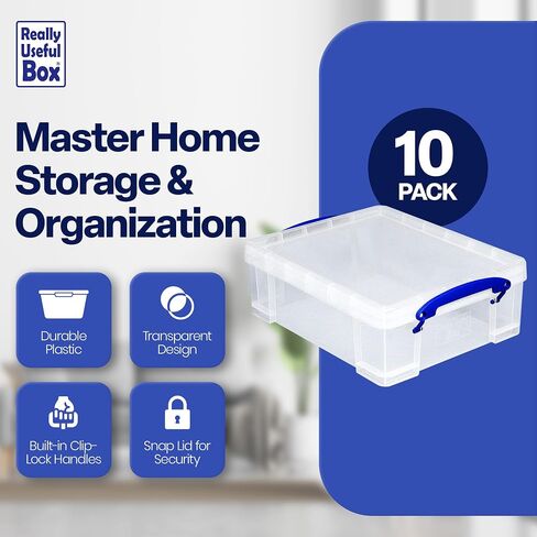 Really Useful Box Stackable 8.1 Liter Plastic Storage Container Bin with Snap Lid & Built-In Clip Lock Handles for Home & Office Organization (5 Pack) in Saudi Arabia