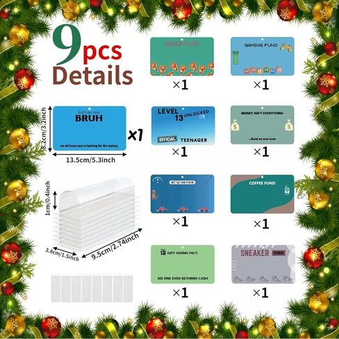 9 PCS Gift Card/Money Holders for Gifting Cash, Checks, Variety Fund Designs of Money Gift Card with Plastic Cover and Adhesive for Christmas Decoration in Saudi Arabia