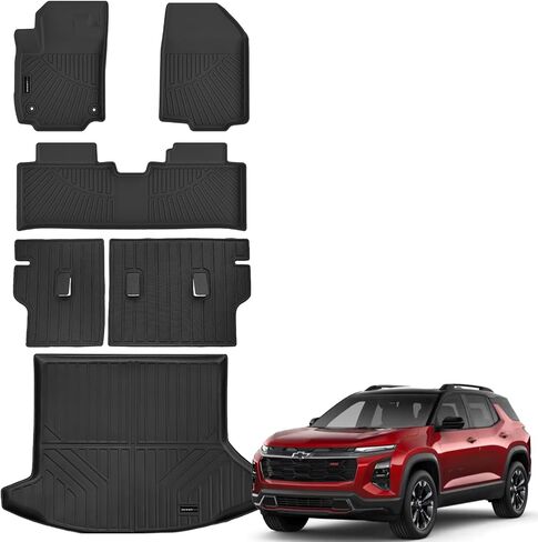 سجادة أرضية وسجادة شحن مناسبة لجميع الأحوال الجوية لسيارة GMC Terrain وChevrolet Equinox 2018-2024 TPE ملحقات بطانات مطاطية لجميع المواسم، بطانة مضادة للانزلاق عديمة الرائحة باللون الأسود in Kuwait