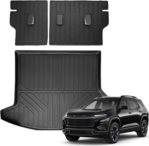 سجادة أرضية وسجادة شحن مناسبة لجميع الأحوال الجوية لسيارة GMC Terrain وChevrolet Equinox 2018-2024 TPE ملحقات بطانات مطاطية لجميع المواسم، بطانة مضادة للانزلاق عديمة الرائحة باللون الأسود in Kuwait