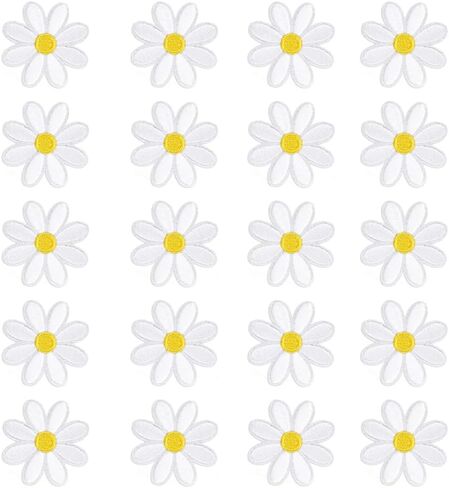 Daisy Flower Patch Clothing Iron On Patches Embroidered Appliques 20pcs in Saudi Arabia