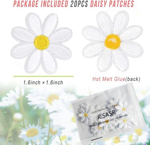 Daisy Flower Patch Clothing Iron On Patches Embroidered Appliques 20pcs in Saudi Arabia