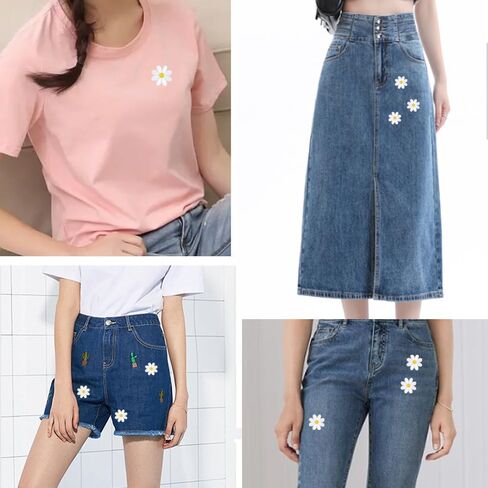 Daisy Flower Patch Clothing Iron On Patches Embroidered Appliques 20pcs in Saudi Arabia