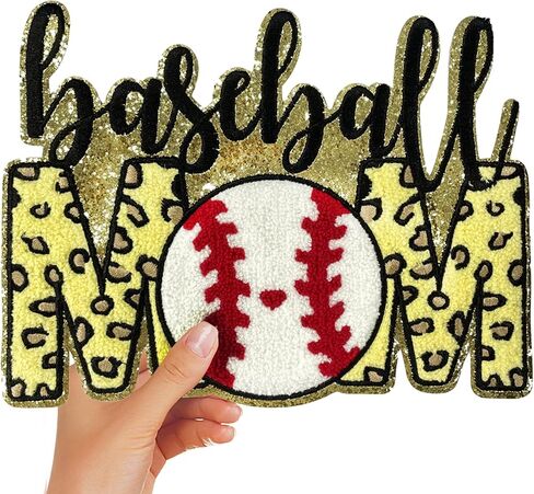 Iron On Patches Chenille Ball Sports Embroidered Applique Golden Edge Large Patch Accessories DIY Decoration for Clothes Jackets Uniform Backpack,Baseball in Saudi Arabia