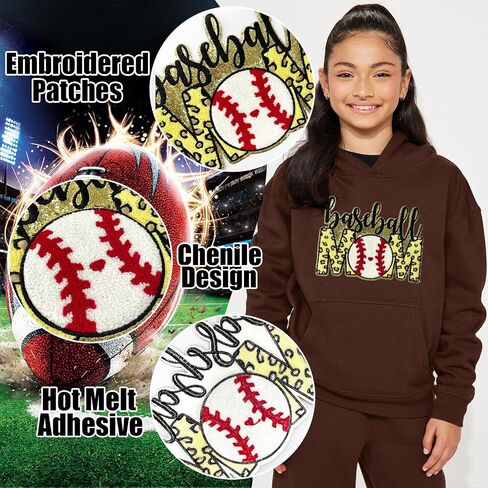Iron On Patches Chenille Ball Sports Embroidered Applique Golden Edge Large Patch Accessories DIY Decoration for Clothes Jackets Uniform Backpack,Baseball in Saudi Arabia