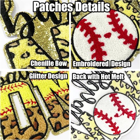Iron On Patches Chenille Ball Sports Embroidered Applique Golden Edge Large Patch Accessories DIY Decoration for Clothes Jackets Uniform Backpack,Baseball in Saudi Arabia