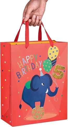 LoveInside 1st Birthday First Feephant Bag مع ورق منسجة ، وعلامة هدية وبطاقة تحية للحفلة ، والاستحمام الطفل ، وأكثر من 10 "× 5" × 13 "، 1 أجهزة كمبيوتر ، 1 سنة in Saudi Arabia