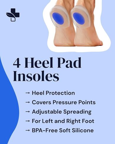 واقي الكعب من السيليكون من يوغاميديك - زوجان من أكواب الجل لتخفيف الألم - دعم لالتهاب اللفافة الأخمصية، والتهاب وتر العرقوب، ونتوءات الكعب، ومنع البثور - واقي الكاحل، ولفائف الكعب للنساء والرجال in Kuwait