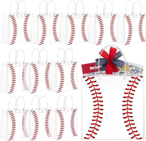 24 Pcs Baseball Clear PVC Gift Party Bags with Handles Bulk Football Transparent Treat Goodie Tote Sport Clear PVC Snack Bag for Boys Birthday Party Favor Baby Shower Decorations Supplies in Saudi Arabia