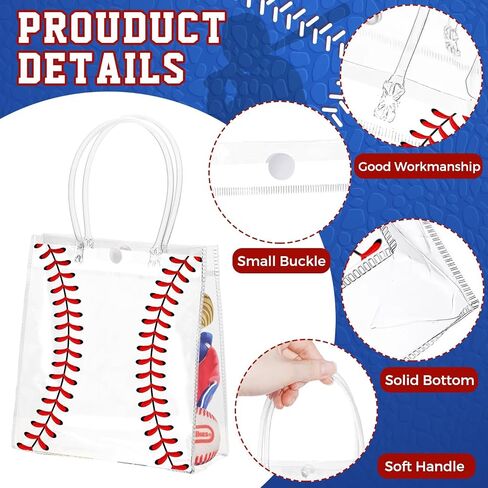 24 Pcs Baseball Clear PVC Gift Party Bags with Handles Bulk Football Transparent Treat Goodie Tote Sport Clear PVC Snack Bag for Boys Birthday Party Favor Baby Shower Decorations Supplies in Saudi Arabia