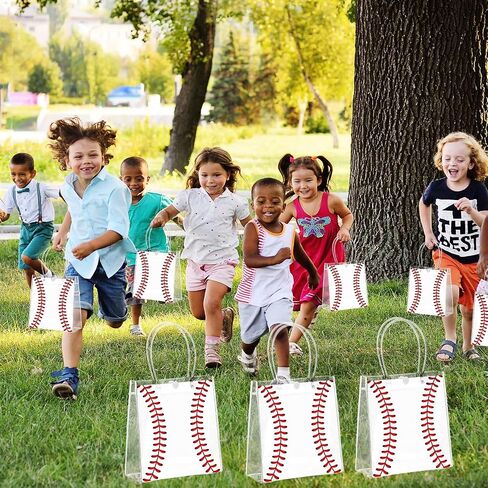 24 Pcs Baseball Clear PVC Gift Party Bags with Handles Bulk Football Transparent Treat Goodie Tote Sport Clear PVC Snack Bag for Boys Birthday Party Favor Baby Shower Decorations Supplies in Saudi Arabia
