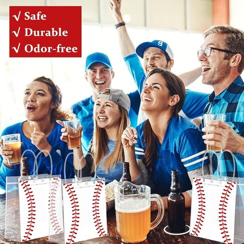 24 Pcs Baseball Clear PVC Gift Party Bags with Handles Bulk Football Transparent Treat Goodie Tote Sport Clear PVC Snack Bag for Boys Birthday Party Favor Baby Shower Decorations Supplies in Saudi Arabia