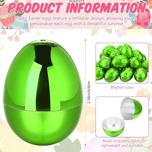 36 Pcs Fillable Easter Eggs 2.36 Inch Easter Eggs with Hinge Plastic Empty Eggs for Easter Egg Hunt Basket Stuffers Easter Theme Decorations (Green) in Saudi Arabia