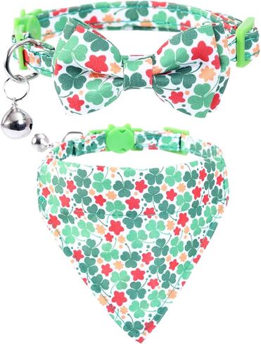 St.Patrick's Day Cat Collar Breakaway with Cute Sunflower and Bell Accessories Holiday for Kitty Adjustable Safety in Saudi Arabia