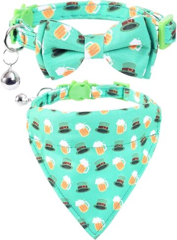 St.Patrick's Day Cat Collar Breakaway with Cute Sunflower and Bell Accessories Holiday for Kitty Adjustable Safety in Saudi Arabia