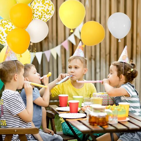 NEBURORA 60pcs Yellow Balloon Arch Kit 12inch Pastel Yellow Gold White Confetti Balloons with Ribbons for Sunflower Honeybee Theme Party Background Birthday Indoor and Outdoor Decorations in Saudi Arabia