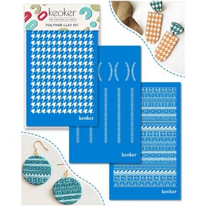 Silk Screen Stencils for Polymer Clay, 3 PCS Reusable Silkscreen Print Kit,for Printing on Clay & Other Jewelry Clay Earrings Decoration, Each 6" X 3.8"