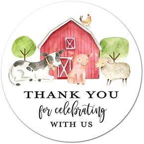 2 "Round Farm Animals Barnyard شكرًا لك على ملصقات - مجموعة من 40