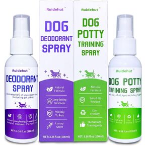 Dog Potty Training Spray & Dog Deodorant Spray, Assisted Puppy Potty Training，Eliminate Dog Urine Odor, (3.38 Fl Oz Spray Set)
