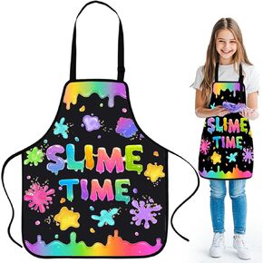 Coume Slime Time Kid Paint Paint Marrons إنه وقت الوحل مئزر مريلة طبخ ماء للعمر 3-7 سنوات الوحل لحفلات الحفلات in Kuwait