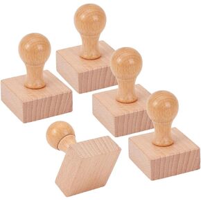 NBEADS 5 Pcs Stamp Wood Handle, Wooden Square Handle DIY Stamp Drawer Pulls Blank Stamp Drawer Knobs for Stamp Making DIY Crafting Scrapbooking Craft Card Diary, 2.5x1.77x1.77Inch